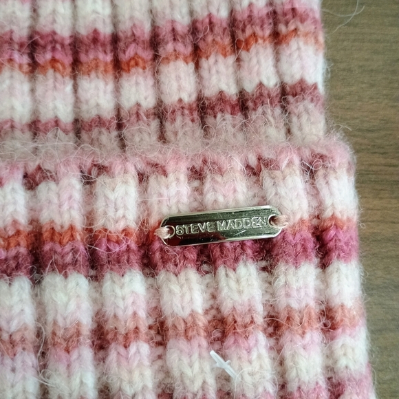 Steve Madden Pink and Cream Striped Beanie - Picture 2 of 4